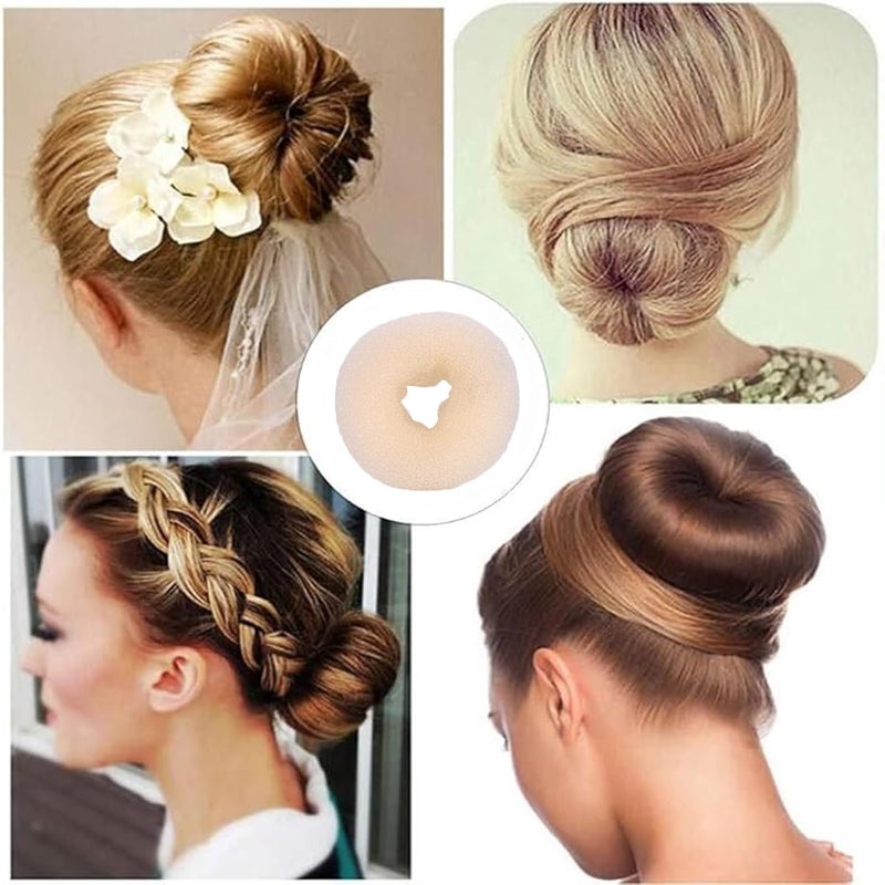 FORESRUM 10 Pcs Hair Bun Maker - Donut Bun Maker for Hair(5 medium and 5 small),Ballet Bun for Women and Kids with Elastic Hair Ties, Hair Pins(Beige) - Image 5
